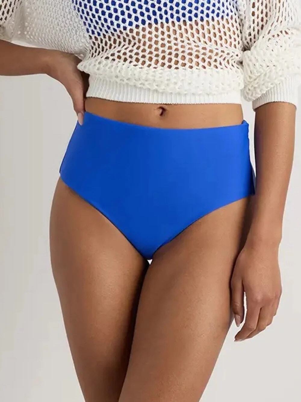 NWT Quince Electric Blue Italian High-Rise Bikini Bottom Women's Size Medium